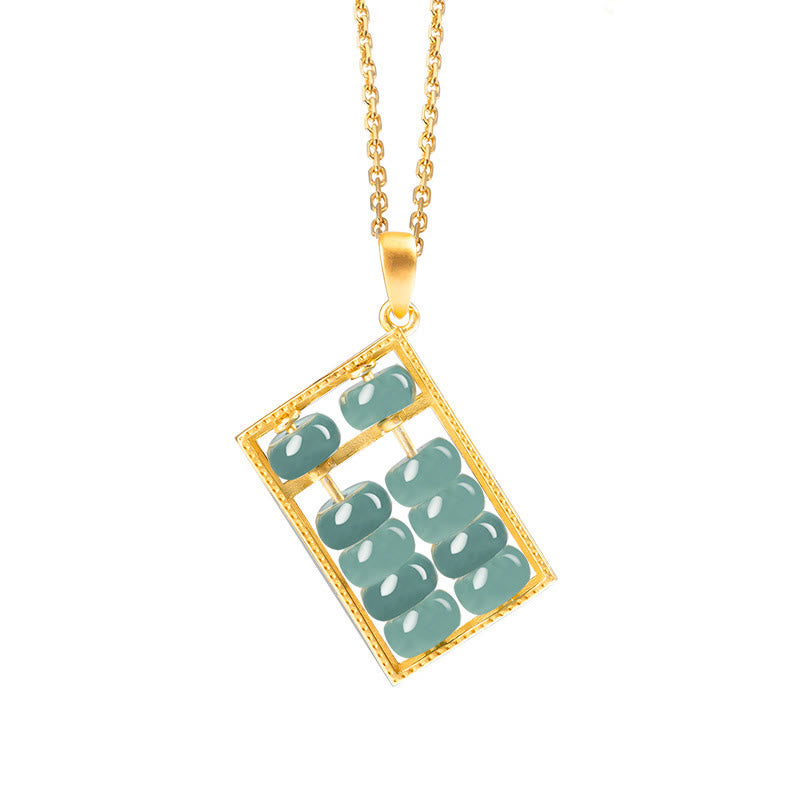 Unisex 925 Sterling Silber Jade Abacus Halskette Anhänger