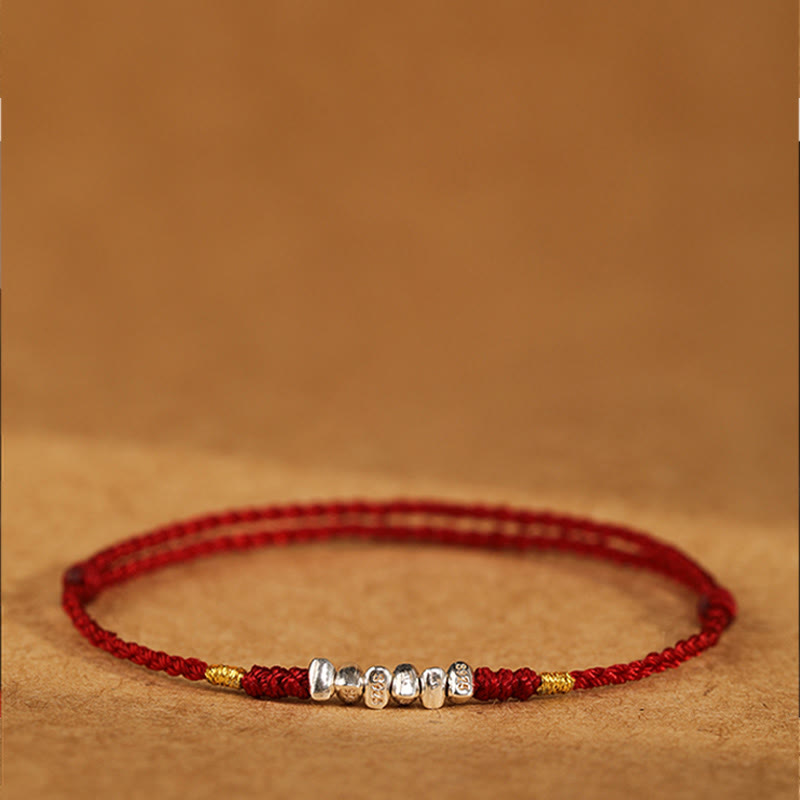 Unisex-Schutzarmband aus 925er Sterlingsilber mit roter Schnur