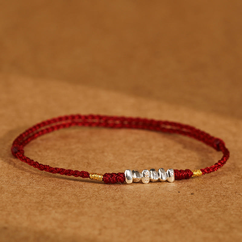Unisex-Schutzarmband aus 925er Sterlingsilber mit roter Schnur