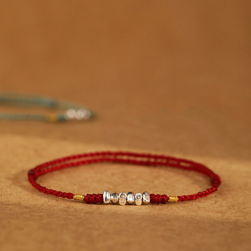 Unisex-Schutzarmband aus 925er Sterlingsilber mit roter Schnur