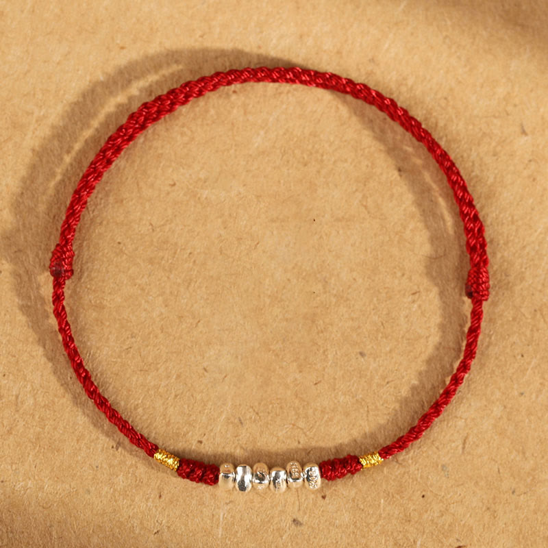 Unisex-Schutzarmband aus 925er Sterlingsilber mit roter Schnur