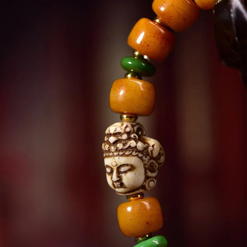 Unisex-Buddha-Armband aus Kamelknochen für Glück und Schutz