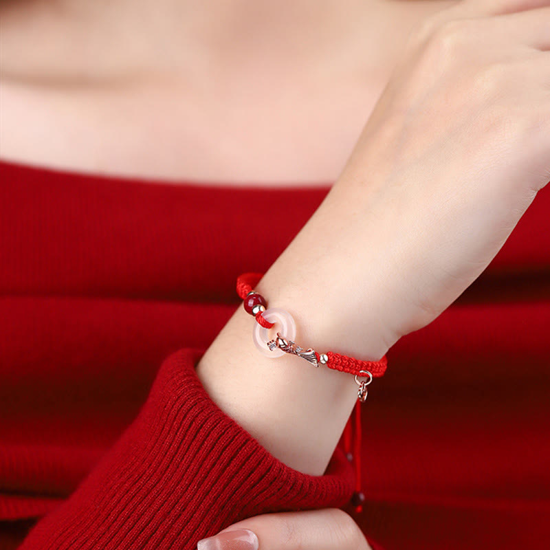 Unisex-Armband mit Chalcedon-Koi-Fisch, 925er Silber, Peace-Schnalle