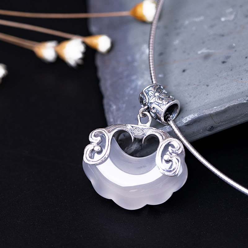 Unisex Chalcedon Koi Fisch Sterling Silber Glück Halskette