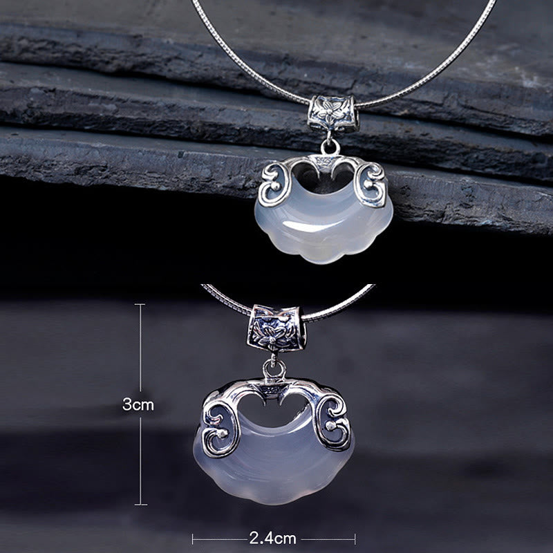 Unisex Chalcedon Koi Fisch Sterling Silber Glück Halskette