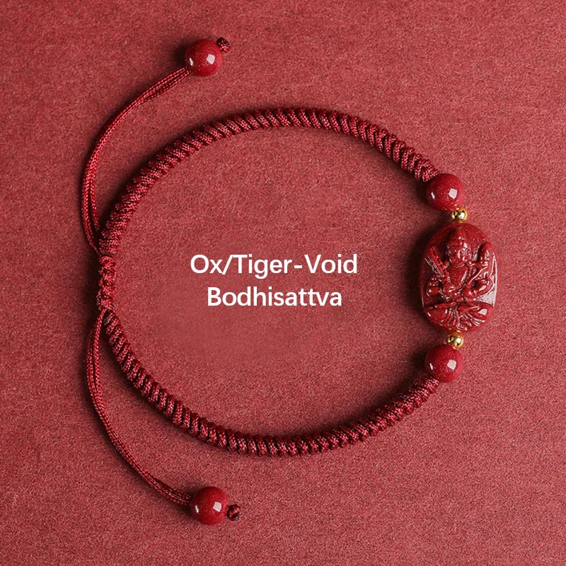 Unisex-Buddha-Armband mit chinesischem Sternzeichen, Zinnober, zum Schutz
