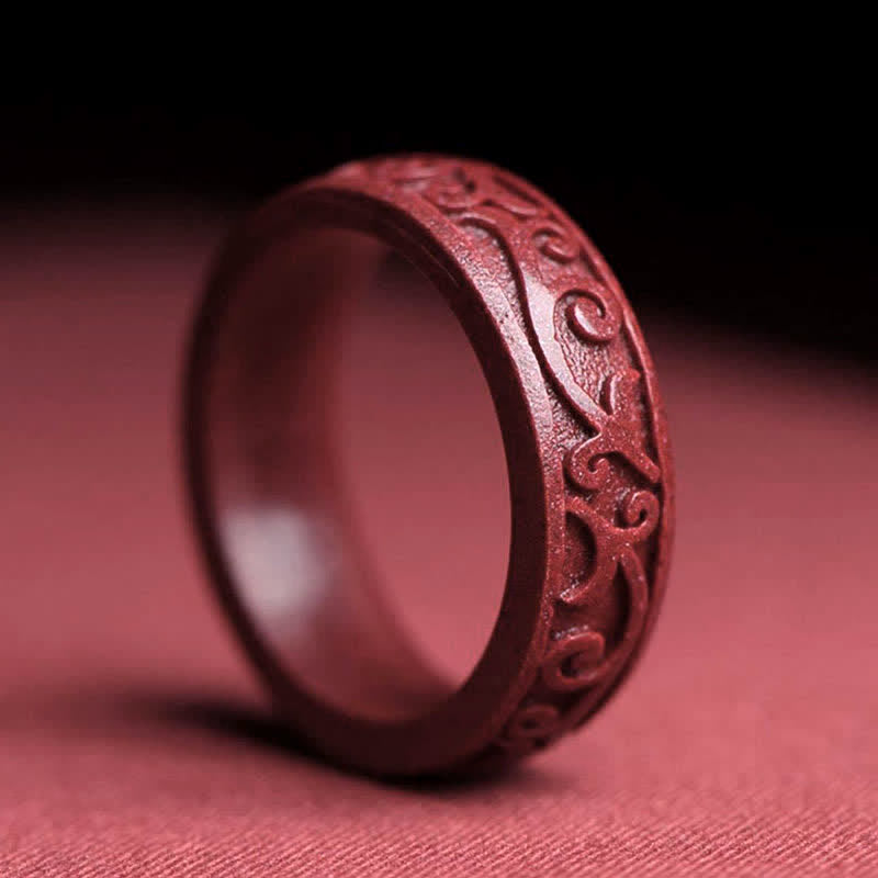 Unisex-Segnungsring aus Zinnober mit Om Mani Padme Hum, 17–22 mm