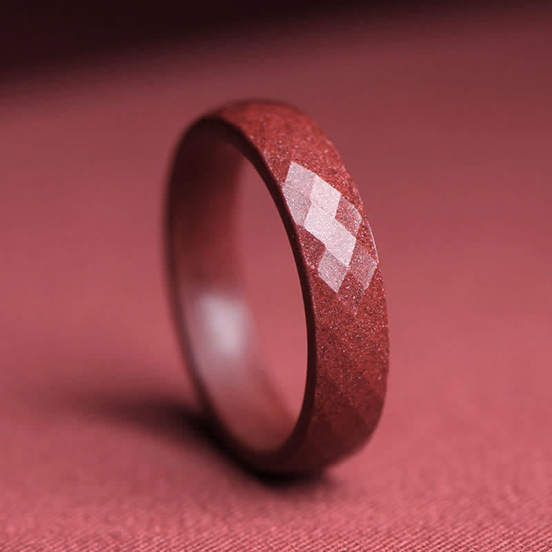 Unisex-Segnungsring aus Zinnober mit Om Mani Padme Hum, 17–22 mm