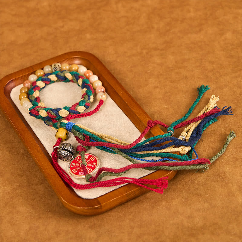 Unisex Buntes Chalcedon-Schutzarmband mit Berggeistern