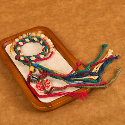 Unisex Buntes Chalcedon-Schutzarmband mit Berggeistern