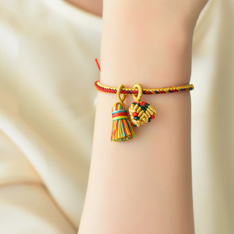 Unisex Buntes rotes Charm-Armband für Glück und Schutz