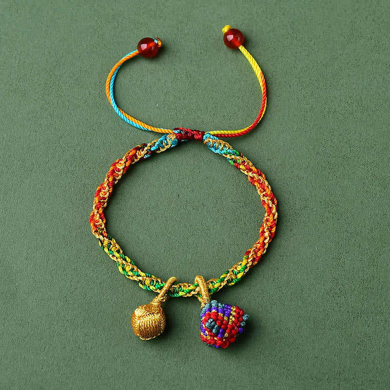 Unisex Buntes rotes Charm-Armband für Glück und Schutz