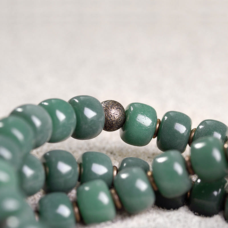 Unisex Cyan Bodhi Seed Dzi Bead Dreifach-Wickelarmband