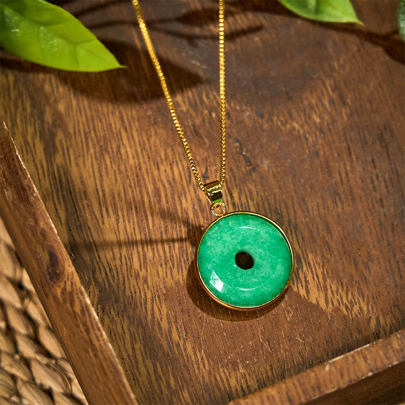 Unisex-Halskette mit Peace-Schnalle aus Cyan-Jade für Heilung und Glück