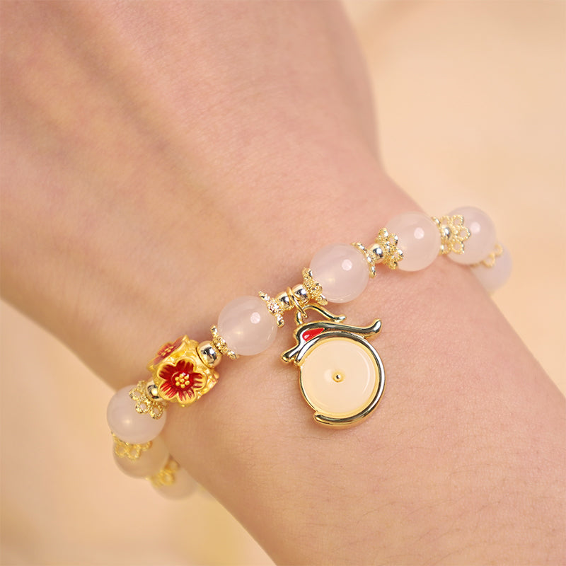 Unisex-Drachenarmband mit weißem Achat und grünem Aventurin für den Frieden