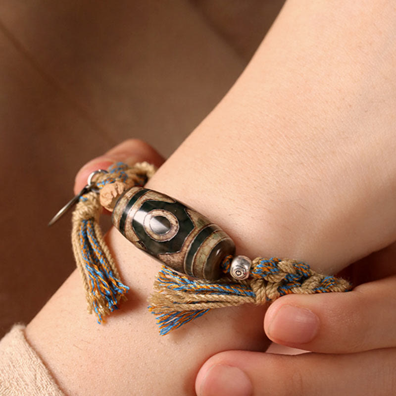 Unisex Dzi Bead Achat Armband - Reichtum und Schutz