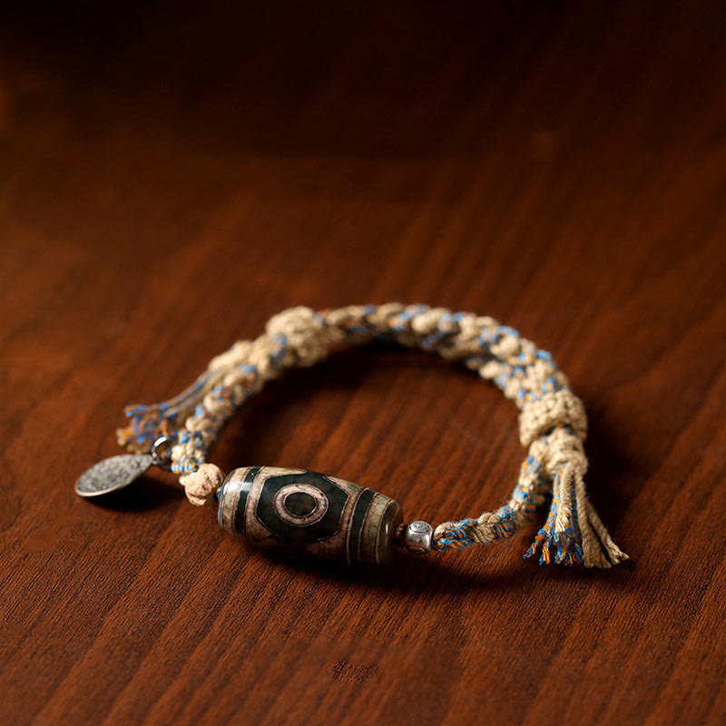Unisex Dzi Bead Achat Armband - Reichtum und Schutz