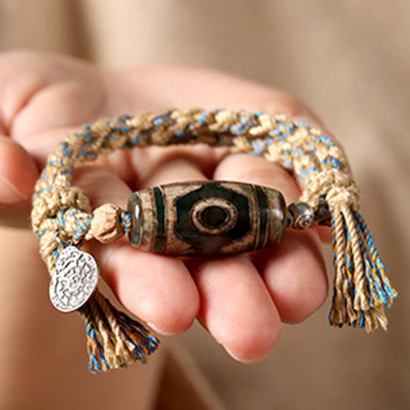 Unisex Dzi Bead Achat Armband - Reichtum und Schutz