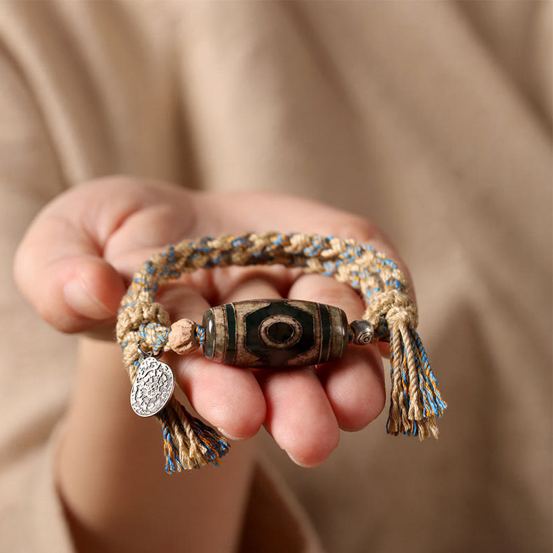 Unisex Dzi Bead Achat Armband - Reichtum und Schutz