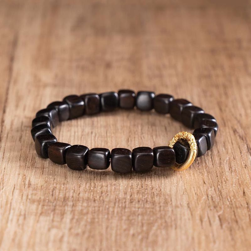 Unisex Balance-Armband aus Ebenholz und Dzi-Perlen, 7 mm
