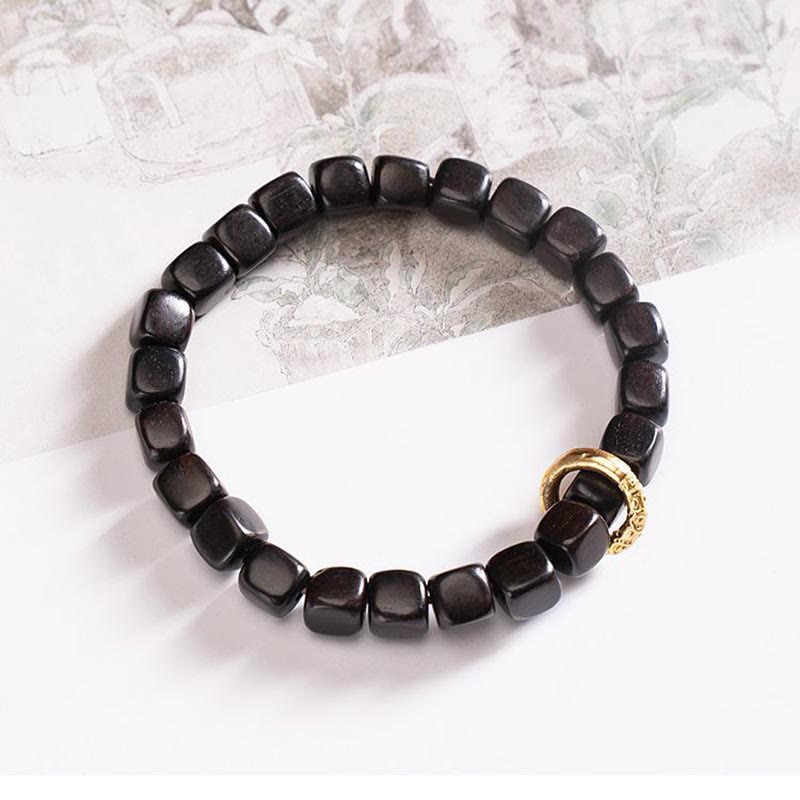 Unisex Balance-Armband aus Ebenholz und Dzi-Perlen, 7 mm