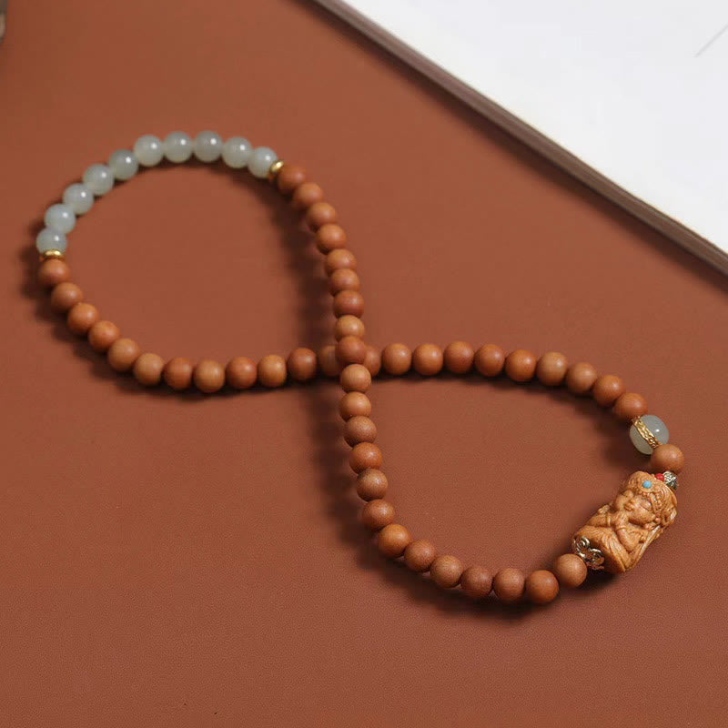 Unisex-Armband aus Hetian-Jade und Sandelholz, 13–21 cm