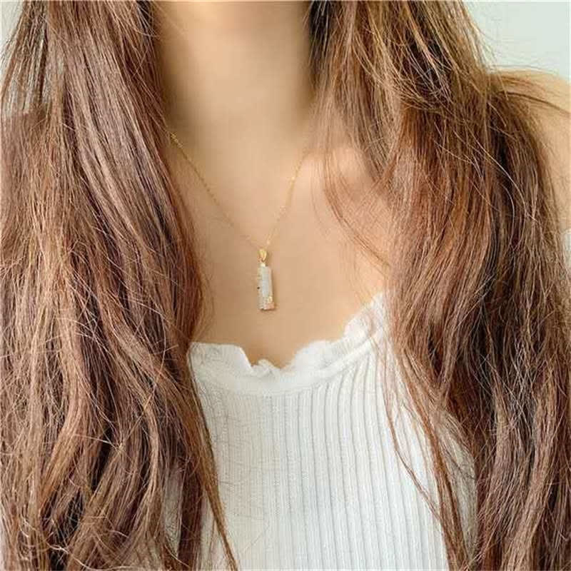 Unisex-Jadekette mit weißer und cyanfarbener Jade für Schutz und Glück