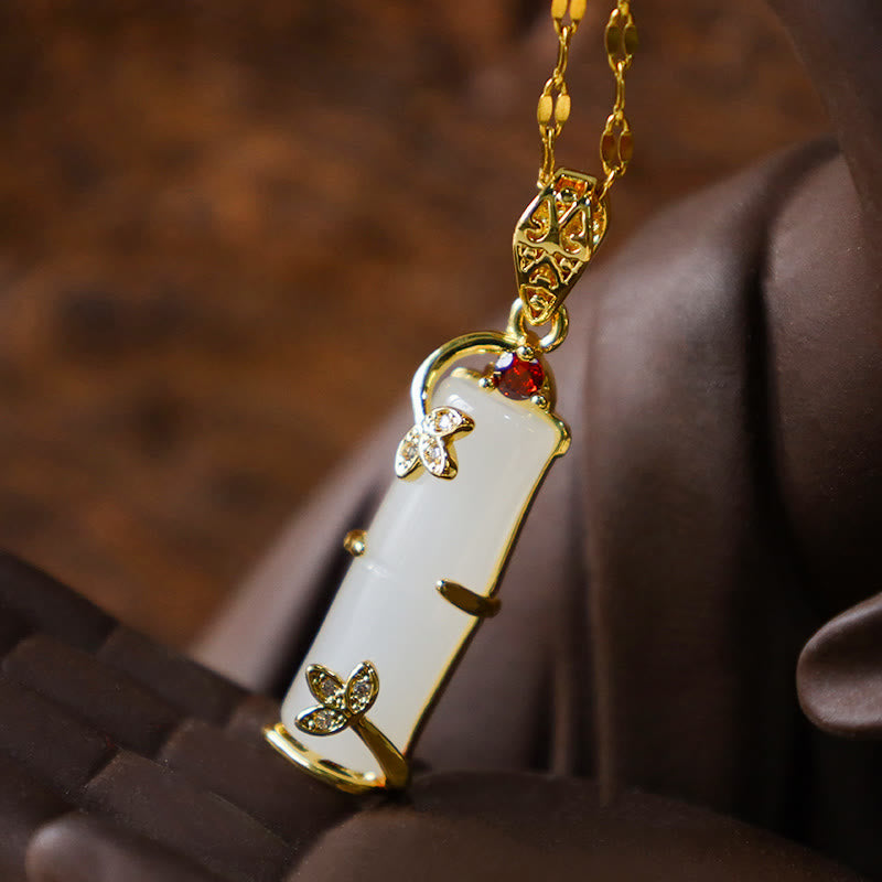 Unisex-Jadekette mit weißer und cyanfarbener Jade für Schutz und Glück