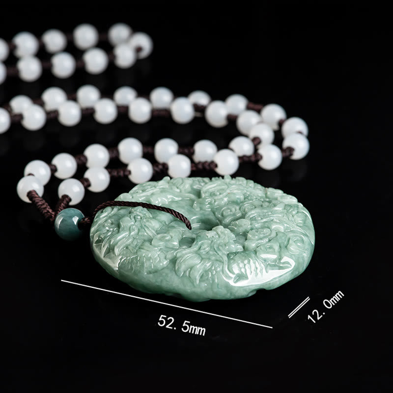 Unisex-Jade-Halskette mit Peace-Schnallenanhänger „Jahr des Drachen“