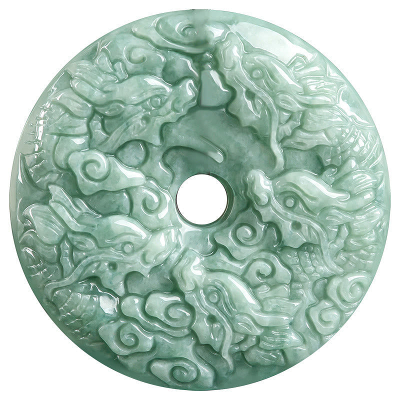 Unisex-Jade-Halskette mit Peace-Schnallenanhänger „Jahr des Drachen“