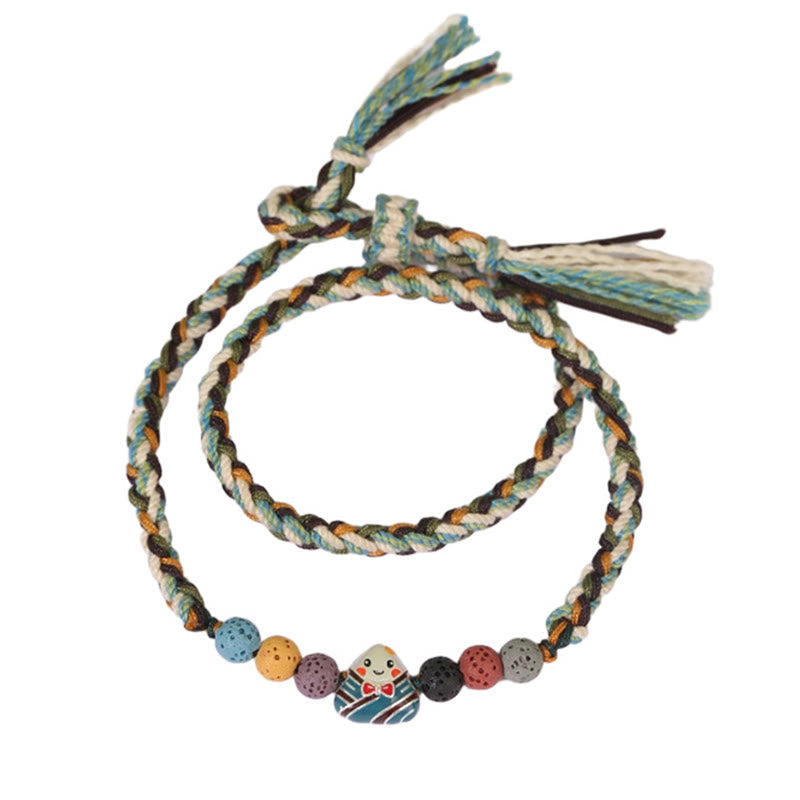 Unisex Lava Rock Fu Charakter Glück geflochtenes Armband