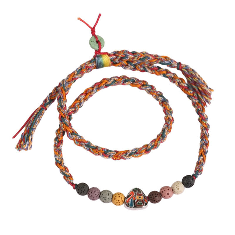 Unisex Lava Rock Fu Charakter Glück geflochtenes Armband