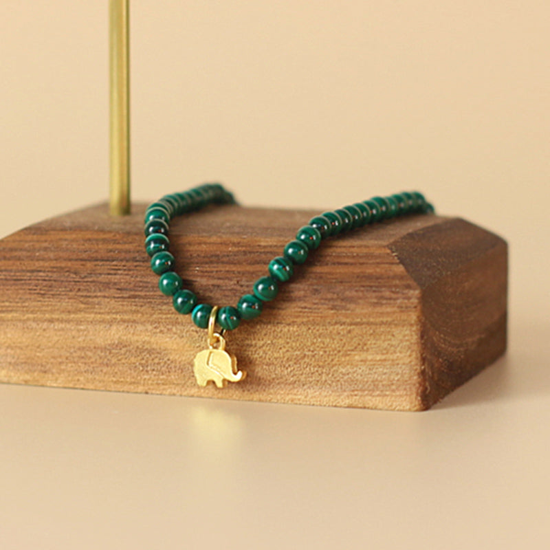 Unisex-Anti-Angst-Armband mit Malachit-Elefantenmotiv, 14–17 cm