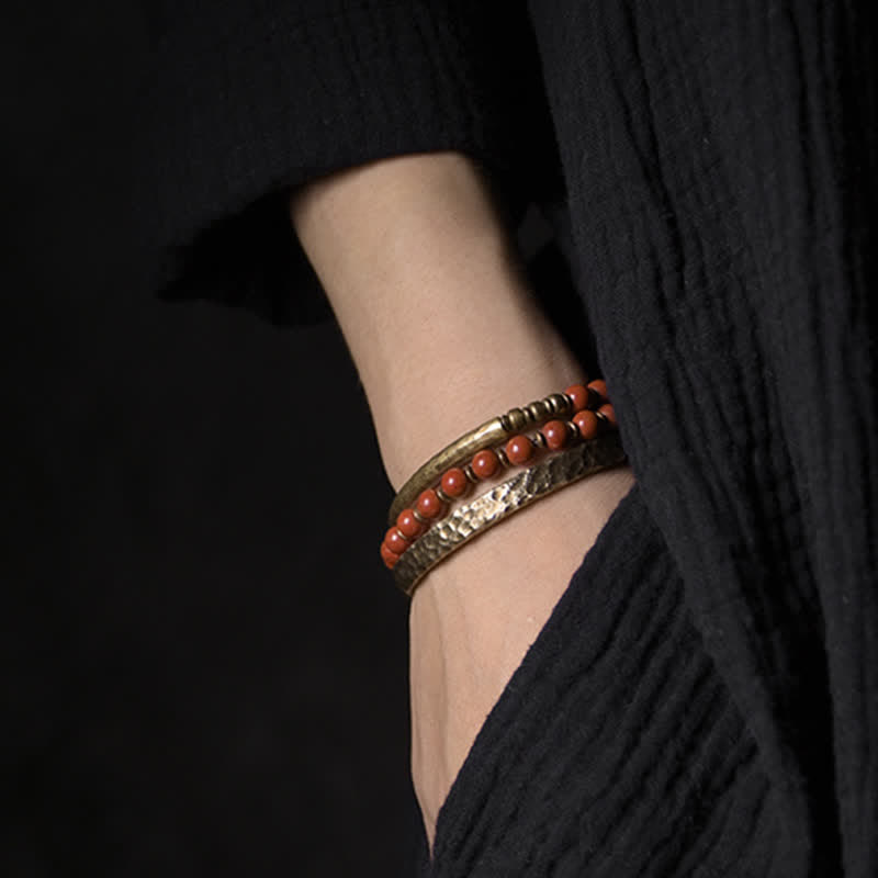 Unisex-Obsidian-Friedensarmband mit rotem Jaspis und Moosachat
