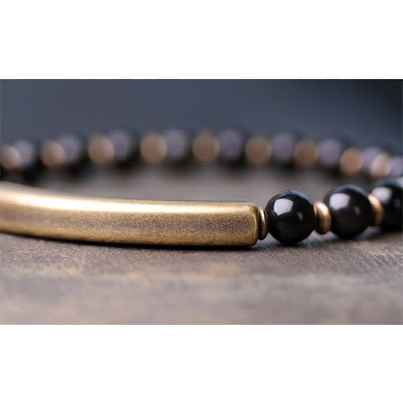 Unisex-Obsidian-Friedensarmband mit rotem Jaspis und Moosachat