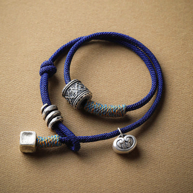 Unisex Om Mani Padme Hum Armband | Doppelt gewickeltes Seil-Amulett
