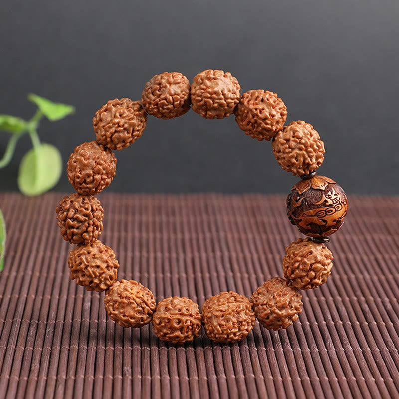 Unisex-Pixiu-Armband mit Reichtum und Glück, mit Rudraksha-Bodhi-Samen