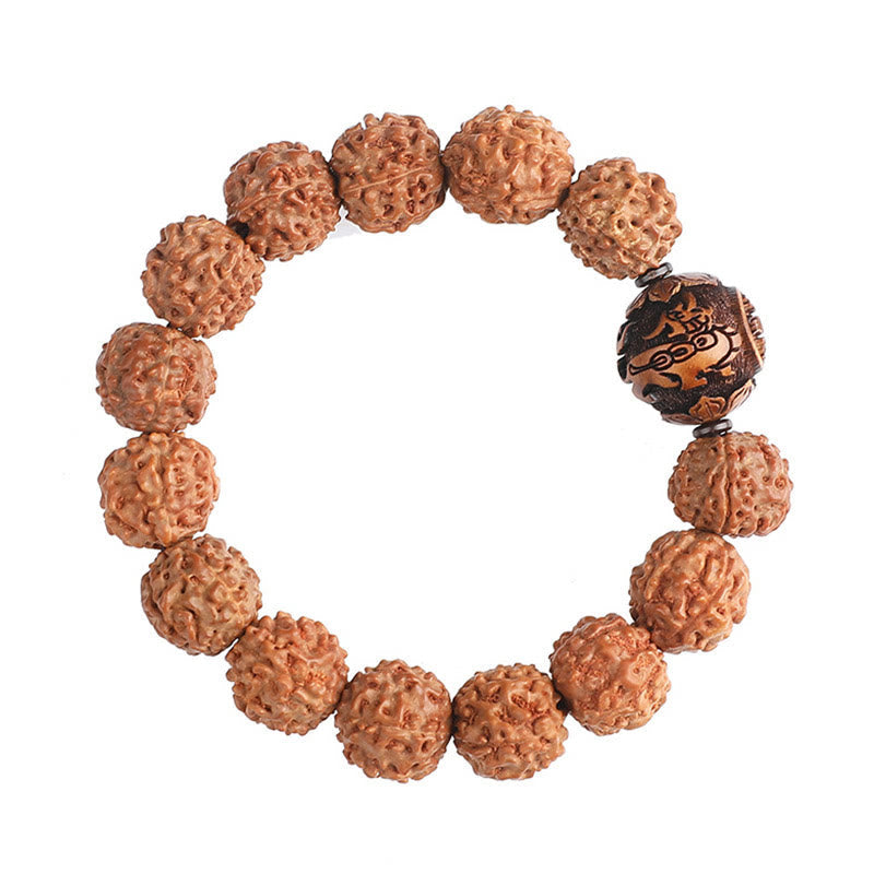 Unisex-Pixiu-Armband mit Reichtum und Glück, mit Rudraksha-Bodhi-Samen