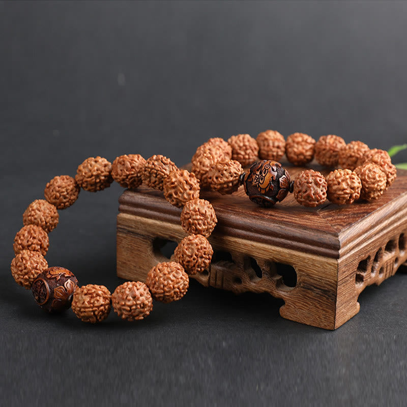 Unisex-Pixiu-Armband mit Reichtum und Glück, mit Rudraksha-Bodhi-Samen
