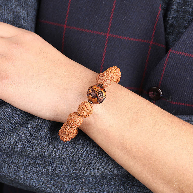 Unisex-Pixiu-Armband mit Reichtum und Glück, mit Rudraksha-Bodhi-Samen