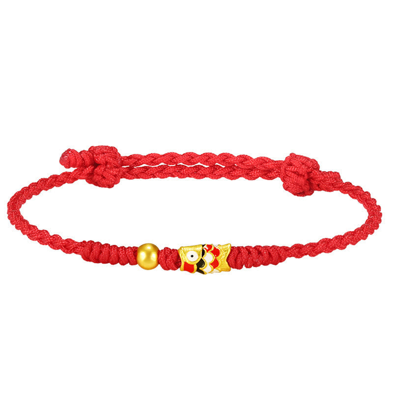 Unisex-Glücksarmband aus rotem 999er Gold mit Koi-Fisch zum Schutz