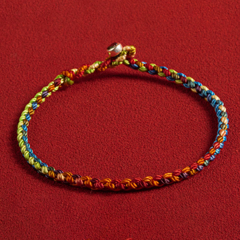 Unisex Rotes Schnurarmband mit Silber | Frieden und Schutz