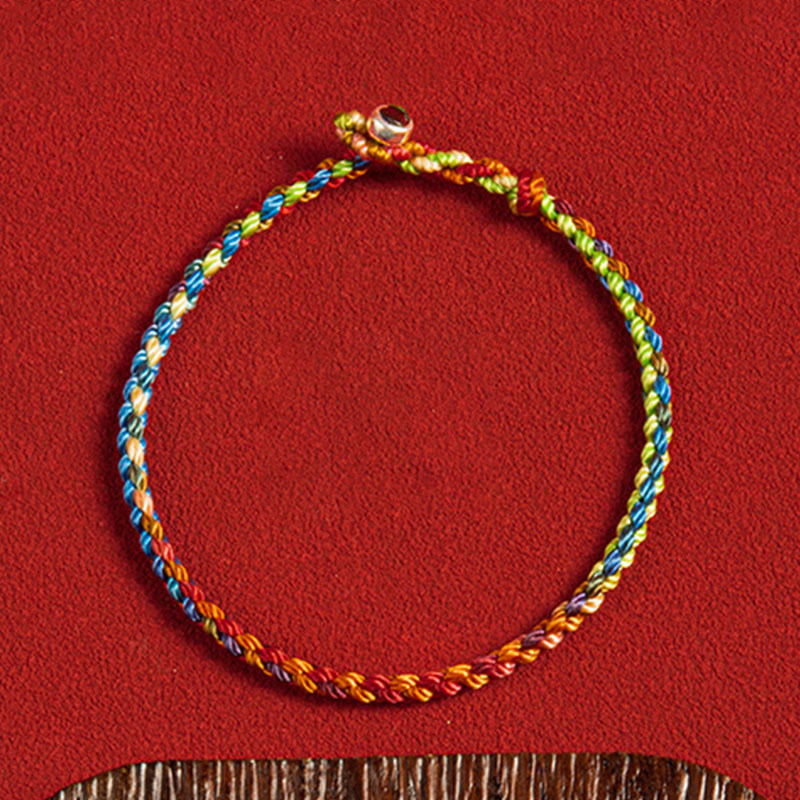 Unisex Rotes Schnurarmband mit Silber | Frieden und Schutz