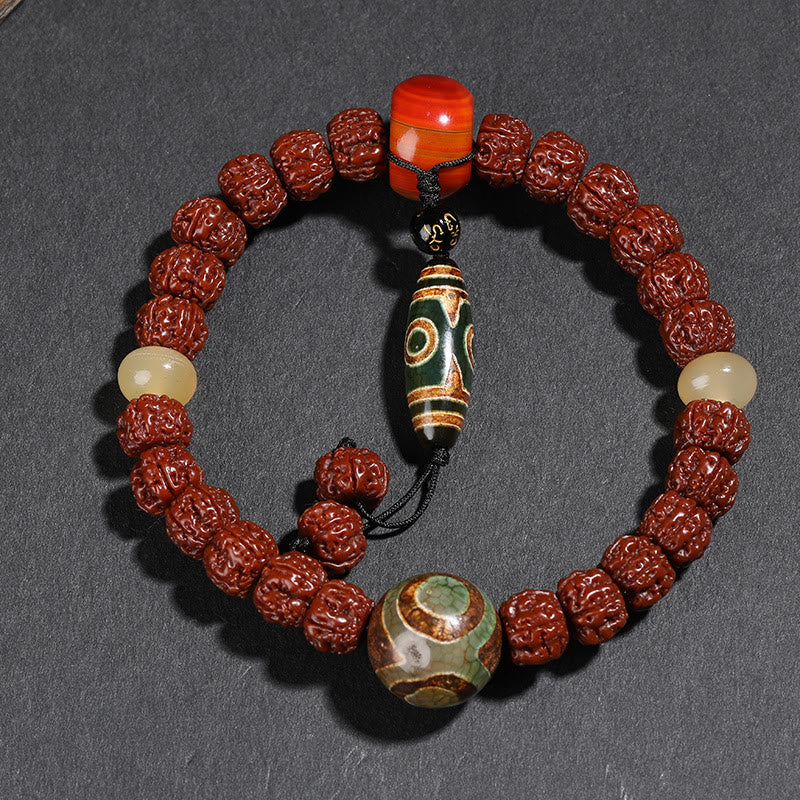 Unisex Rudraksha Bodhi Seed Dzi Bead Bodhi Seed Mala Armband