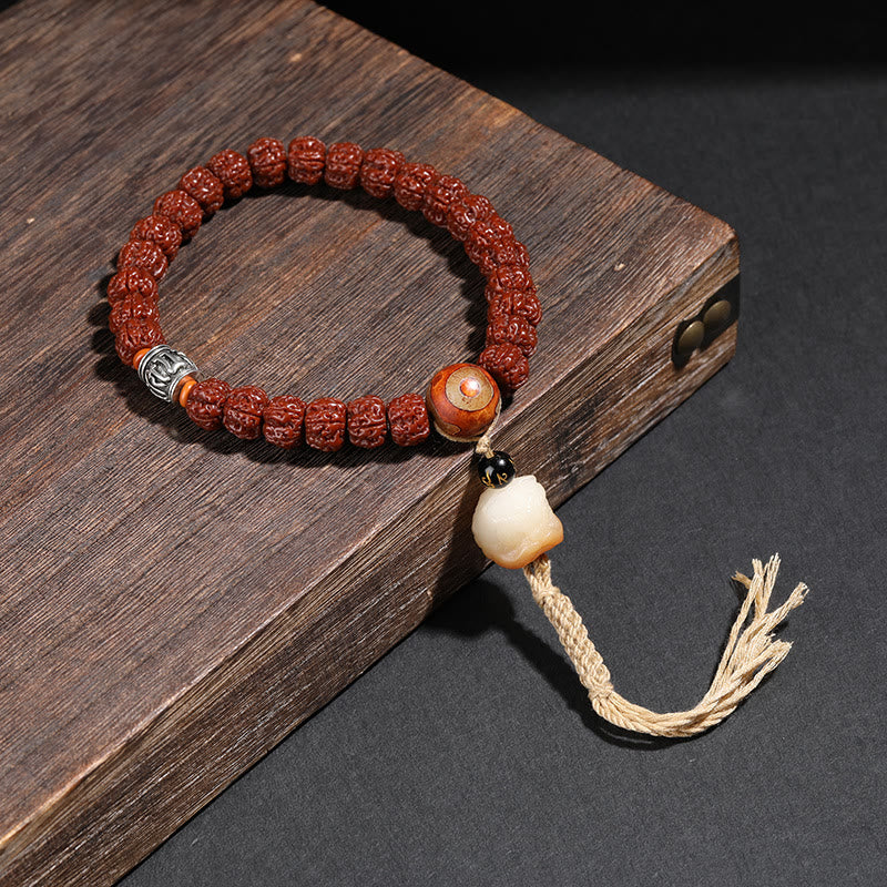 Unisex Rudraksha Bodhi Seed Dzi Bead Bodhi Seed Mala Armband