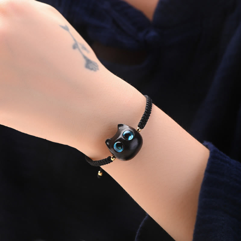 Unisex-Armband mit kleinem Blatt aus rotem Sandelholz und Ebenholz, beruhigender Schutz