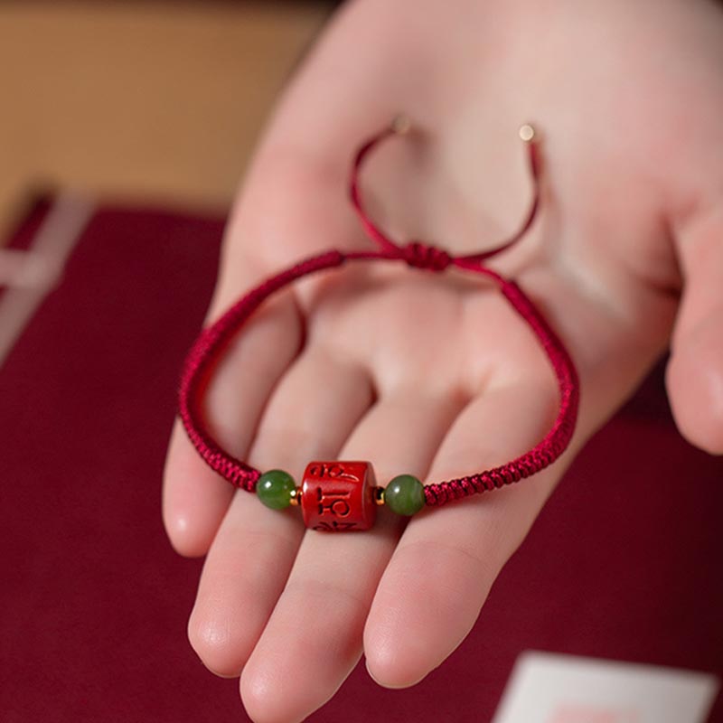 Unisex tibetisches geflochtenes Zinnoberseil-Armband Om Mani Padme Hum