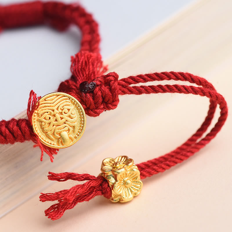 Unisex Tibetisches String Zakiram Göttin des Reichtums Blumenquaste Schutzarmband