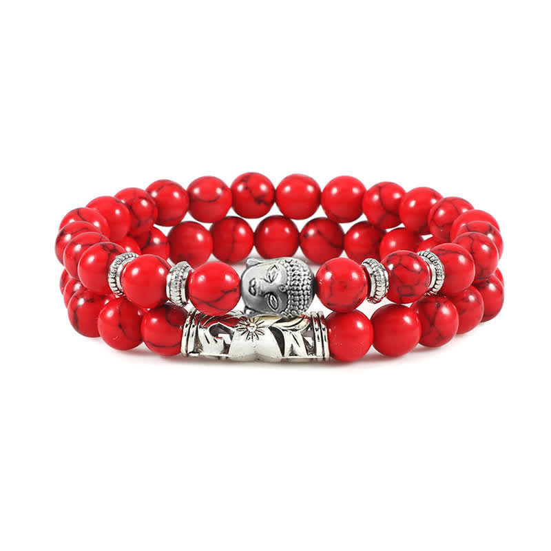 Unisex Tigerauge &amp; Rot Türkis Schutzarmband Set