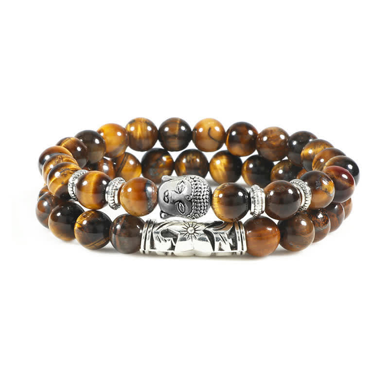Unisex Tigerauge &amp; Rot Türkis Schutzarmband Set
